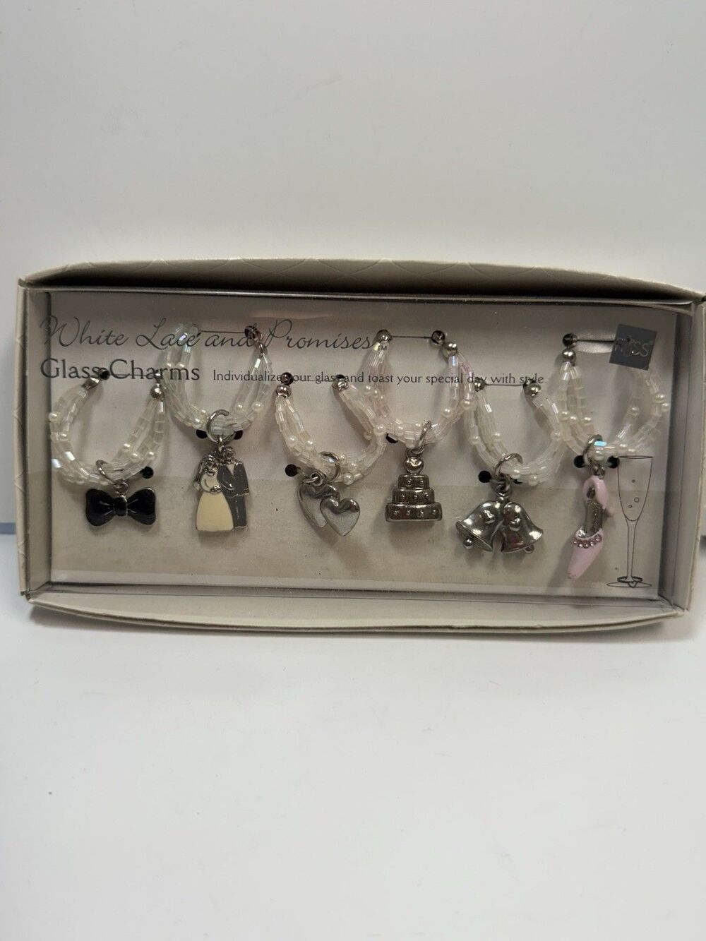 Russ White Lace And Promises Wedding Glass Charms Set Of 6 New